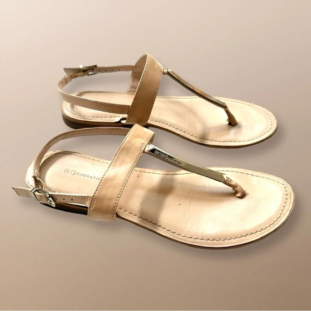 BCBGeneration Women's Beige & Silver Sandals Size 7.5 - Picture 2 of 8